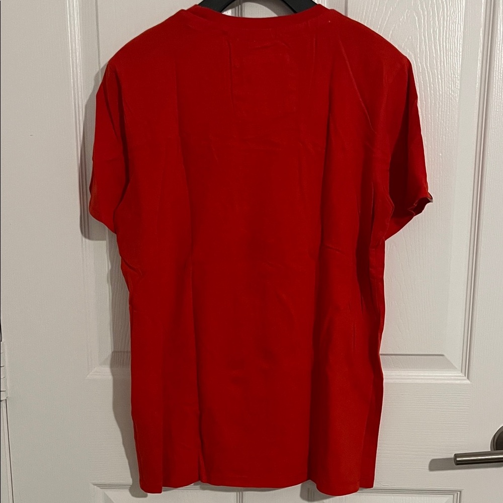 Puma Men's Red V-Neck Short Sleeve Tee 100% Cotton Athletic Sporty Blokecore - Picture 6 of 7